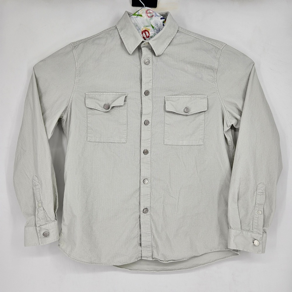 Frame Shirt Mens Large Button Up Corduroy‎ Cream Regular Casual Long Sleeve